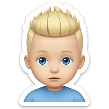 blue eyed blonde baby with small mohawk sticker