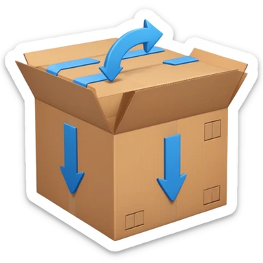 package box with arrows circling around it sticker