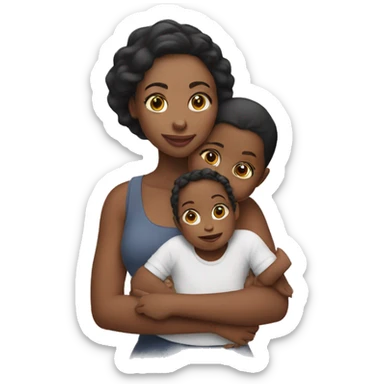 woman holding a girl toddler  sticker