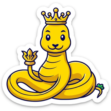golden snake king with royal attributes sticker
