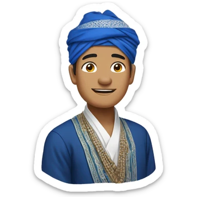 a man wearing traditional sundanese headcloth iket biru, sunda, baduy sticker