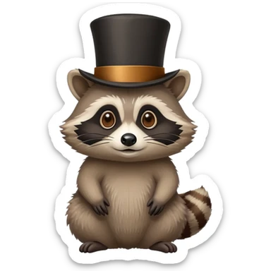 raccoon tipping top hat sticker