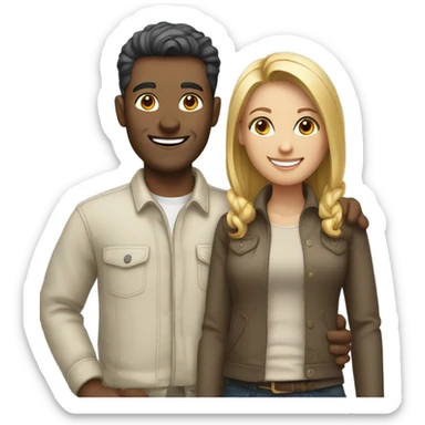 smiling couple in casual wear sticker