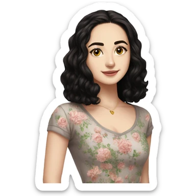 Hania amir, teen, full body, aesthetic, well detailed, black hair sticker