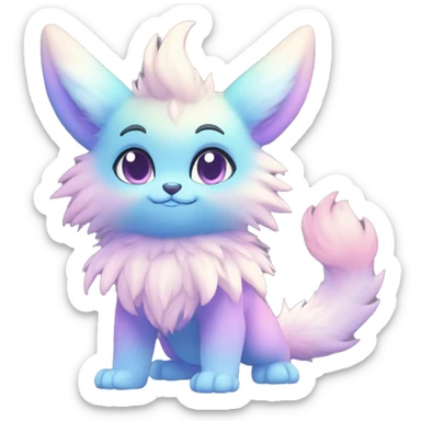 Anthro-Pastel-Gradient-Fantasy-Fur-Sona-Chibi-Shiny-Fakémon-Hybrid full body sticker
