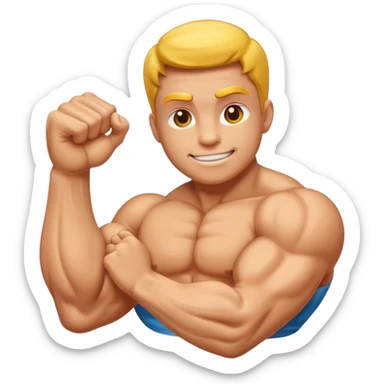 "Generate a high-resolution illustration of a flexed biceps emoji (💪), in the classic emoji style, clean vector look, smooth gradients, bright colors." sticker