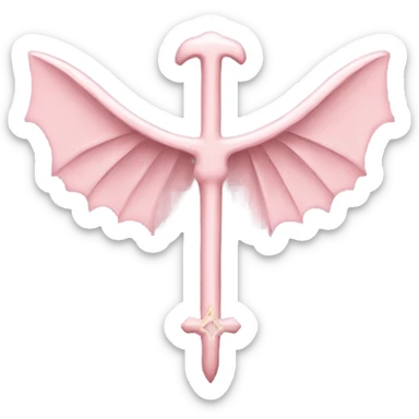 Light pink ankh with bat wings  sticker