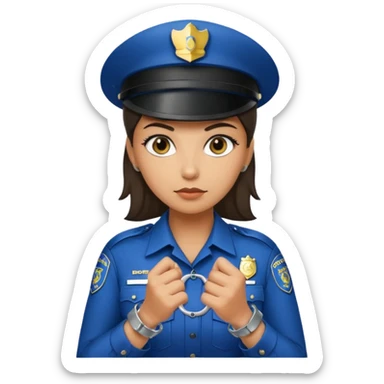 police woman with hand cuffs sticker