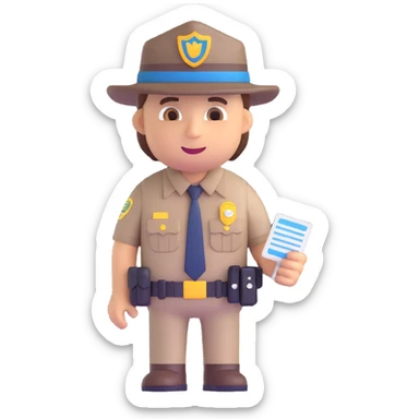 game warden emoji writing a ticket for a wildlife law infraction sticker