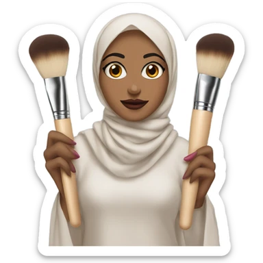 Hijabi-with-lipstick-holding-makeup-brushes sticker