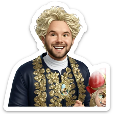 smiling boy with crown sticker