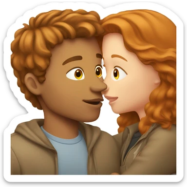Brown hair girl kissing ginger guy sticker