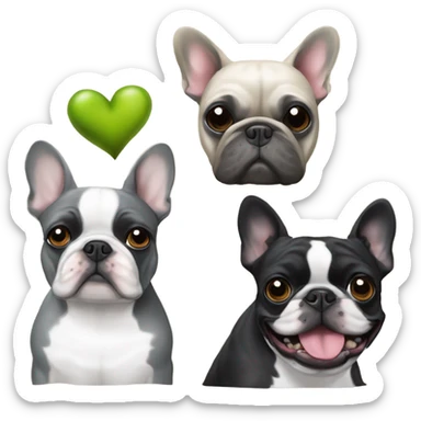 Totally gray French bulldog with a brussels griffon and a boston terrier Christmas   sticker