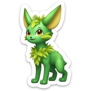 Anthro Shy Shiny Leaves-Grass-Type Fakémon-Sona With Horns Full Body sticker