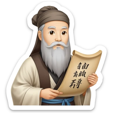 Ancient Taoist philosopher with a scroll sticker