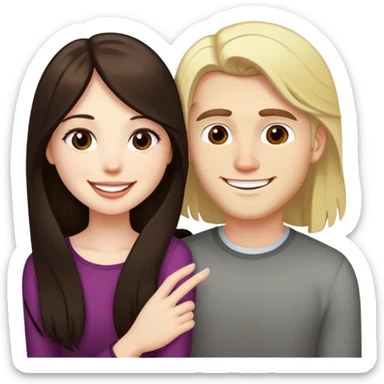 girl with long dark brown hair and pale skin flirting with blonde man sticker