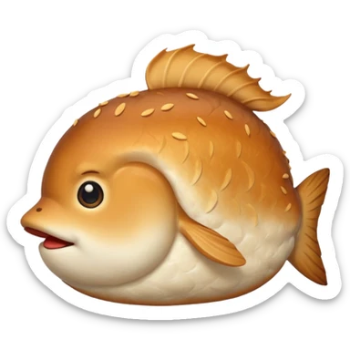 delicous fish-shaped bun like simple emoji for using app with cute bun sticker