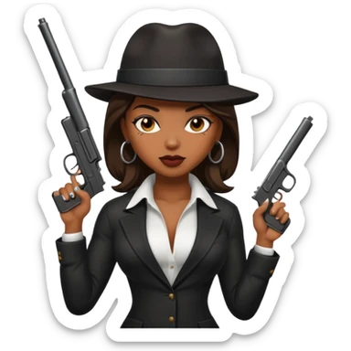 A sexy black female gangster with a gun sticker