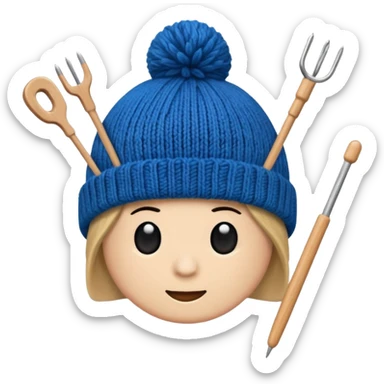 beanie hat with knitting needles sticker