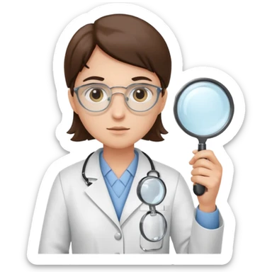 medica de jaleco com uma lupa sticker