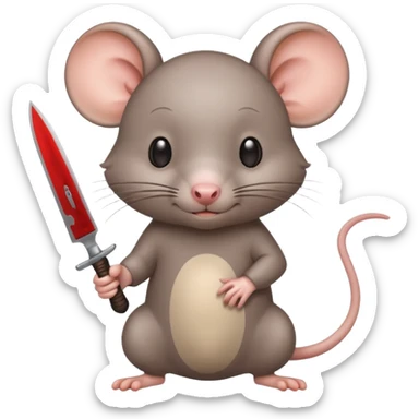 CREA UNA RATA KAWAII SOSTENIENDO UN CUCHILLO sticker