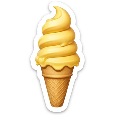 WhatsApp style emoji of a yellow scoop ice cream cone with a crunchy cone, simple and cheerful look sticker