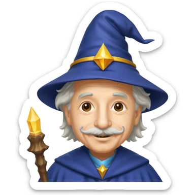 Albert Einstein, wearing wizard hat custome sticker