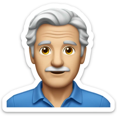 old italian man, grey hair, no facial hair. wearing a blue smart polo shirt sticker