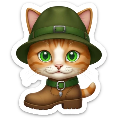 Un chat avec des botte et un chapeau  sticker