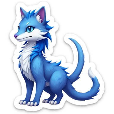 Kawaii dark vibrant edgy fantasy ethereal feline-vernid-sergal-fursona animal creature with a tufted tail full body sticker