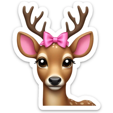 Deer with a pink bow sticker