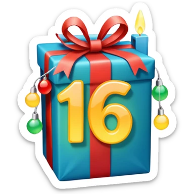 the number "1637" with Christmas lights wrapping it sticker