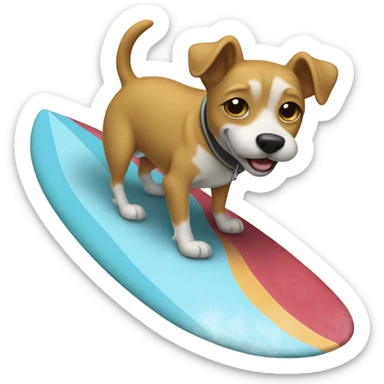 Dog wearing a hoodie riding a surfboard on a wave sticker