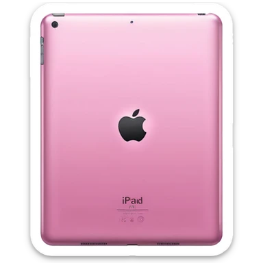  pink iPad (Apple tablet) with sleek metallic finish, minimal and modern design, soft reflections, isolated on transparent background, realistic style" sticker