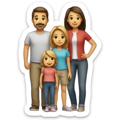 Family with 4, father, mother, teenager boy, small girl sticker