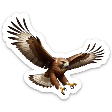 cinematic-hawk-realistic-full-body-hunting-emoji,-powerful-brown-and-white-feathered-frame-gliding-over-a-vast-landscape,-sharp-hooked-beak-partially-open,-intelligent-eyes-focused-intensely-on-the-ground-below,-strong-talons-flexing-in-anticipation,-broad-wings-catching-the-wind-with-effortless-grace,-simplified-yet-realistic-focused-features,-highly-detailed,-glowing-with-a-bold-determined-light sticker