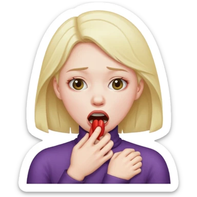 A girl choking herself sticker