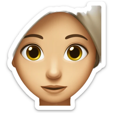 fille brune au yeux marron cheveux long avec yeux vert sticker