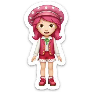 pretty and cute realistic modern day cartoon character strawberry shortcake full body sticker