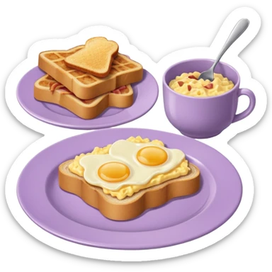 Breakfast in pale purple dishes sticker