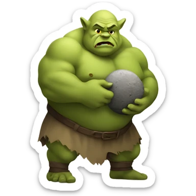 ogre holding round big stone sticker
