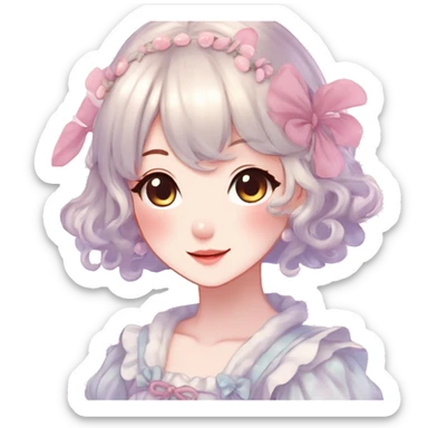 Gorgeous anime style lady with blushing face cottagecore fairycore  Kawaii anime colorful pearly romantic simplistic aesthetic trending stylea sticker