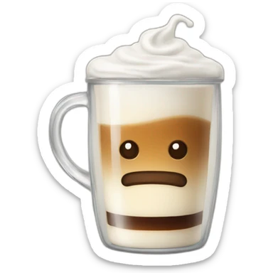 coffee with half steamed milk in glass mug sticker