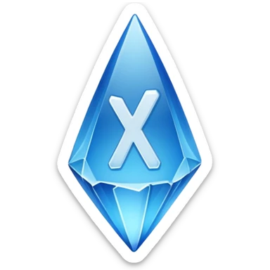 A white tick mark in a blue shard sticker