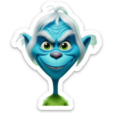 The Grinch smirking and he’s blue sticker