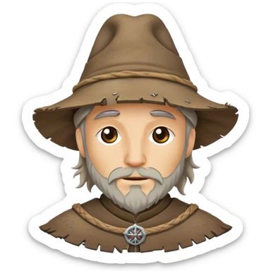 Medieval male rustic felt hat with weather-worn edges sticker