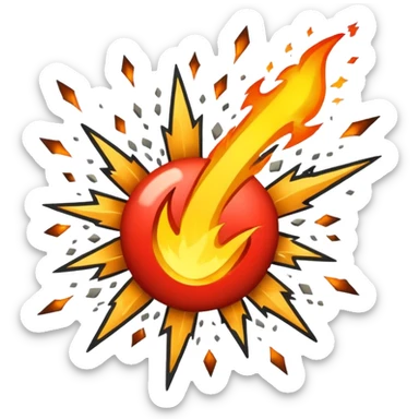 exploding checkmark with sparks and debris sticker