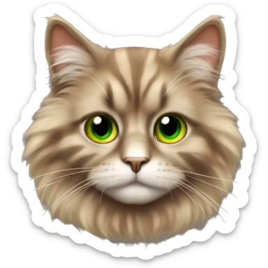 Fluffy cat with brown fur with a bit of orange and green eyes  sticker