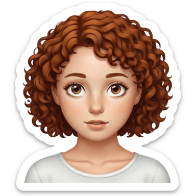 realistic portrait of a girl with short brown curly hair sticker