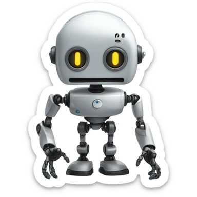 cute robot holds the clock sticker